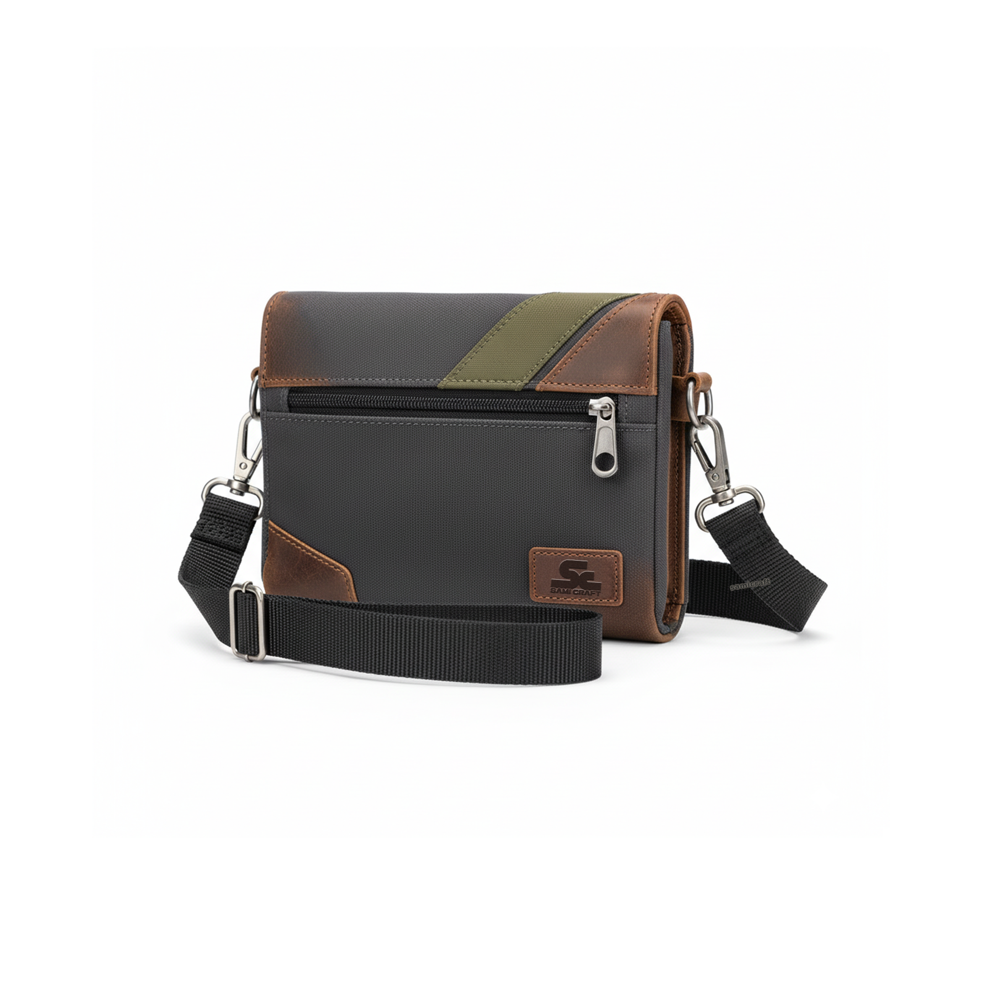 A compact-rugged travel-leather handbag-For Men-Brown and Black Color