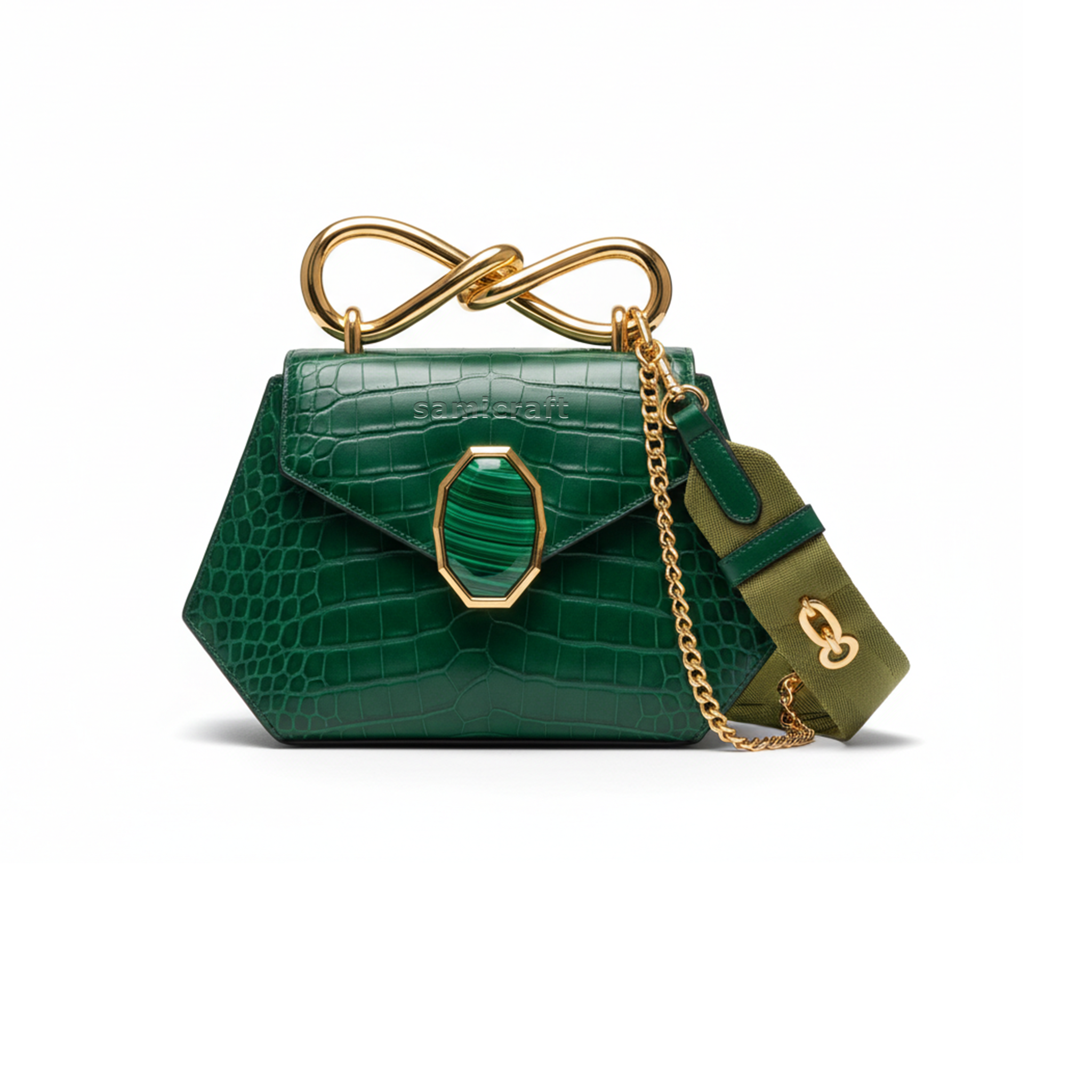 A Stylish Shoulder bag-leather look-Dark Green Color