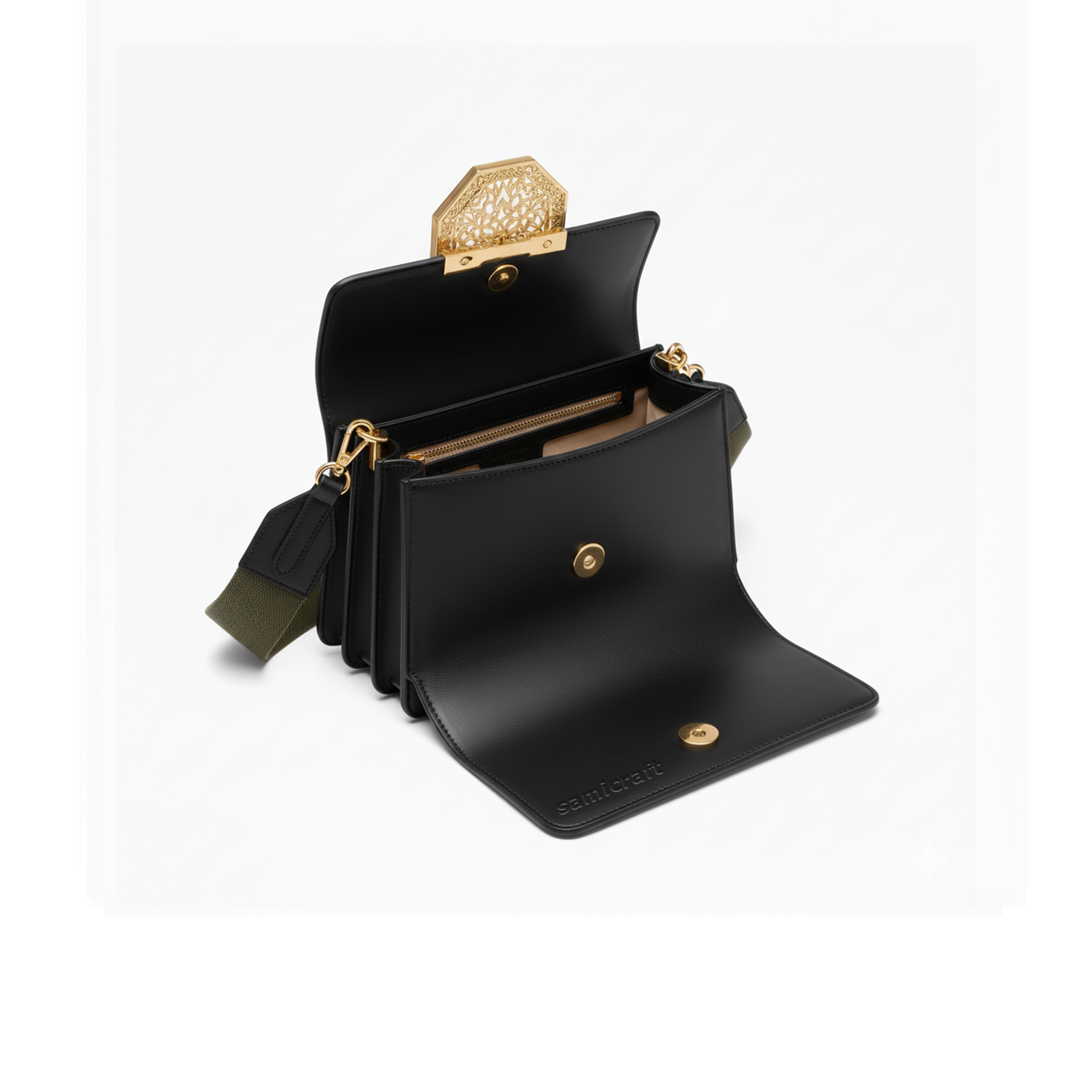 A Stylish Shoulder bag-leather look-Black Color