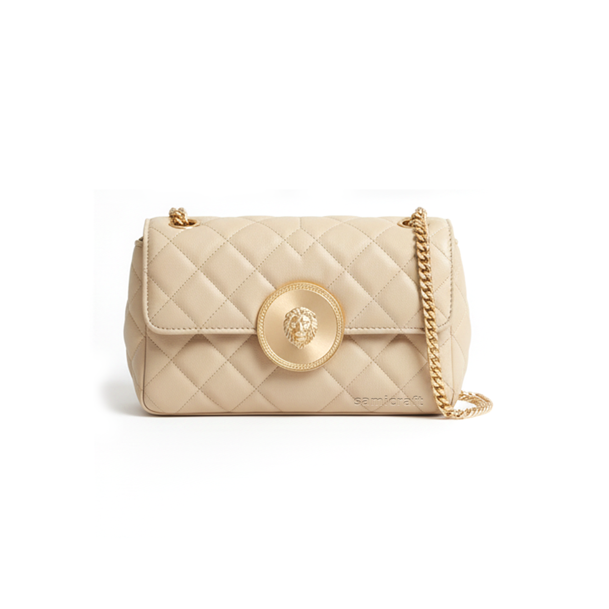 A Stylish Shoulder bag-leather look-Beige Color
