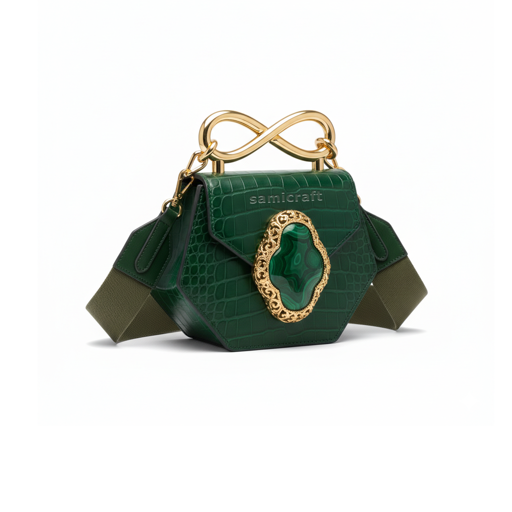 A Stylish Shoulder bag-leather look-Dark Green Color