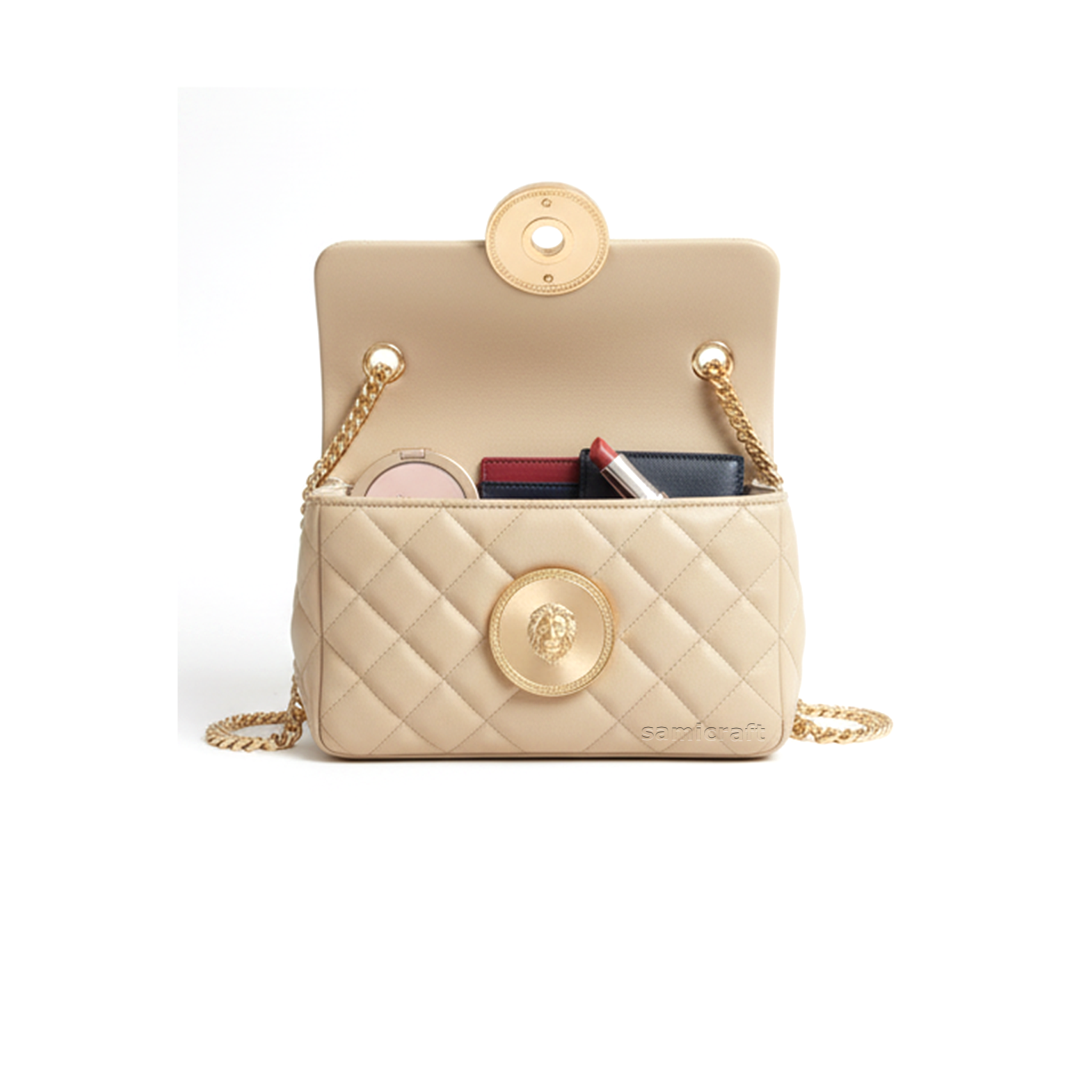 A Stylish Shoulder bag-leather look-Beige Color