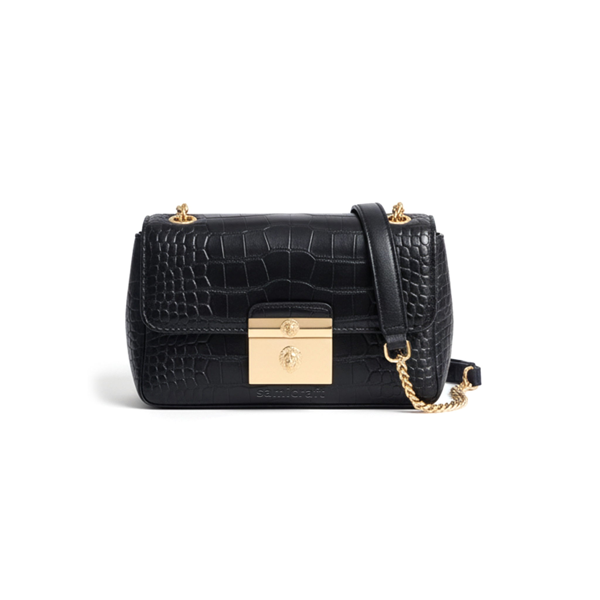 A Stylish Shoulder bag-leather look-Black Color