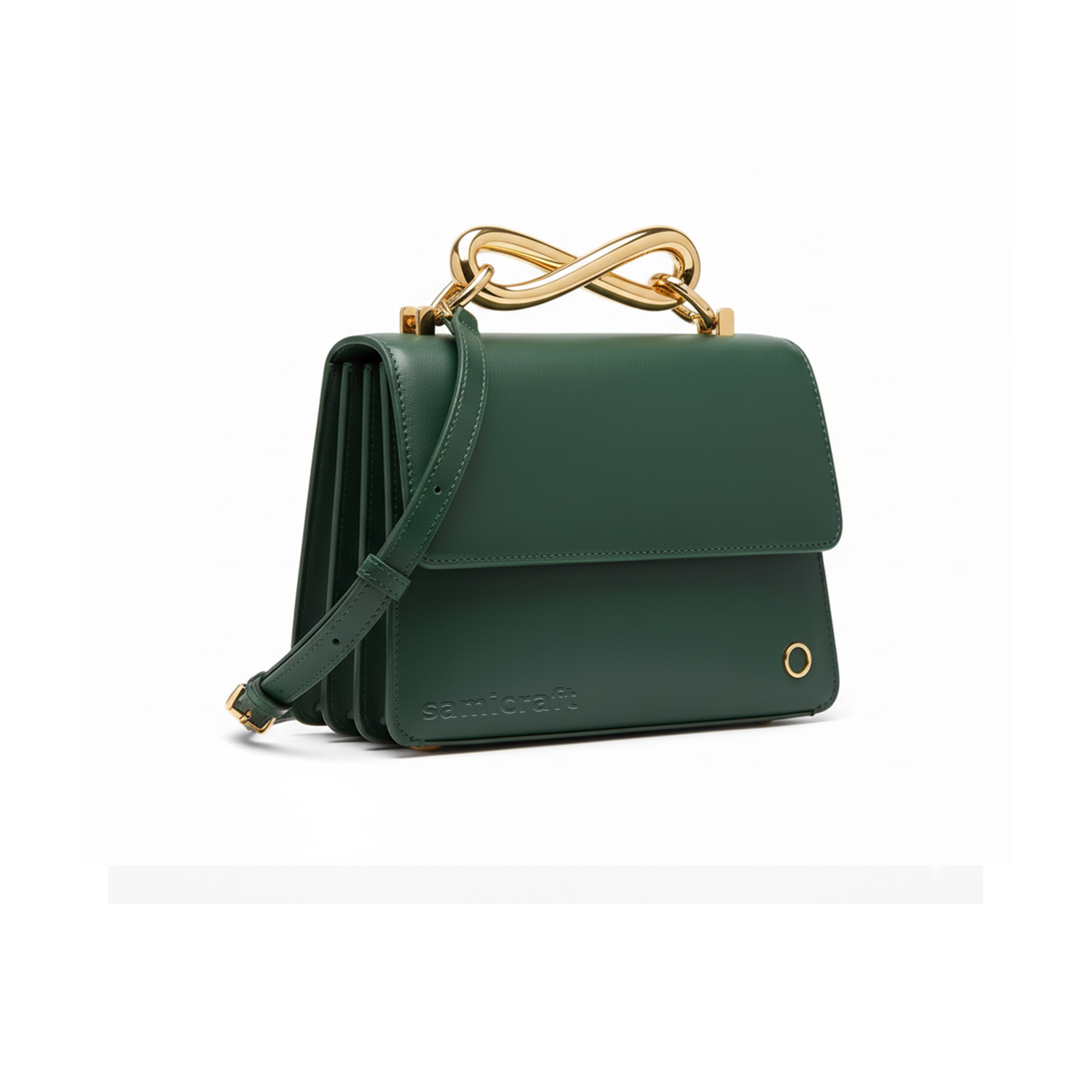 A Stylish Shoulder bag-leather look-Dark Green Color