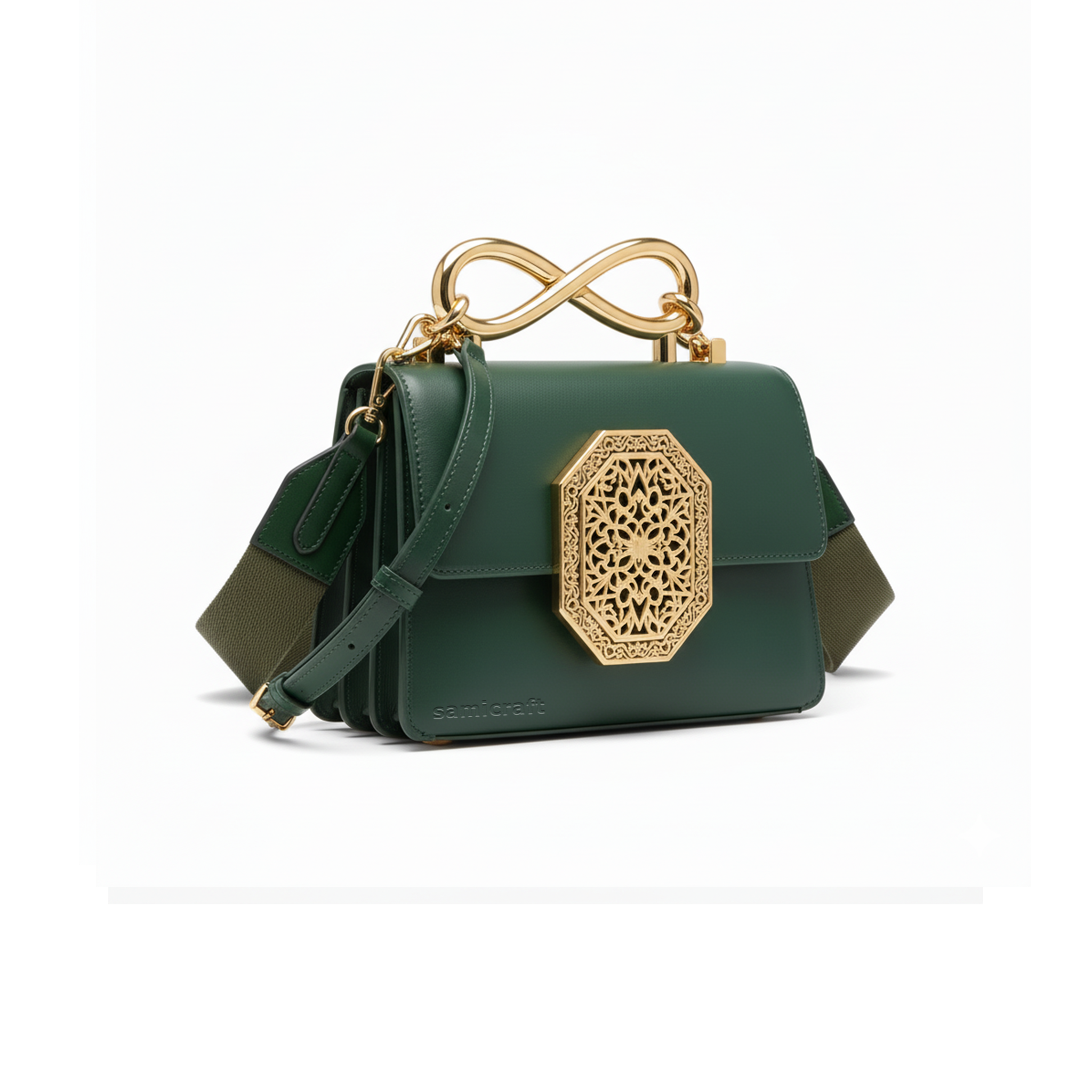 A Stylish Shoulder bag-leather look-Dark Green Color