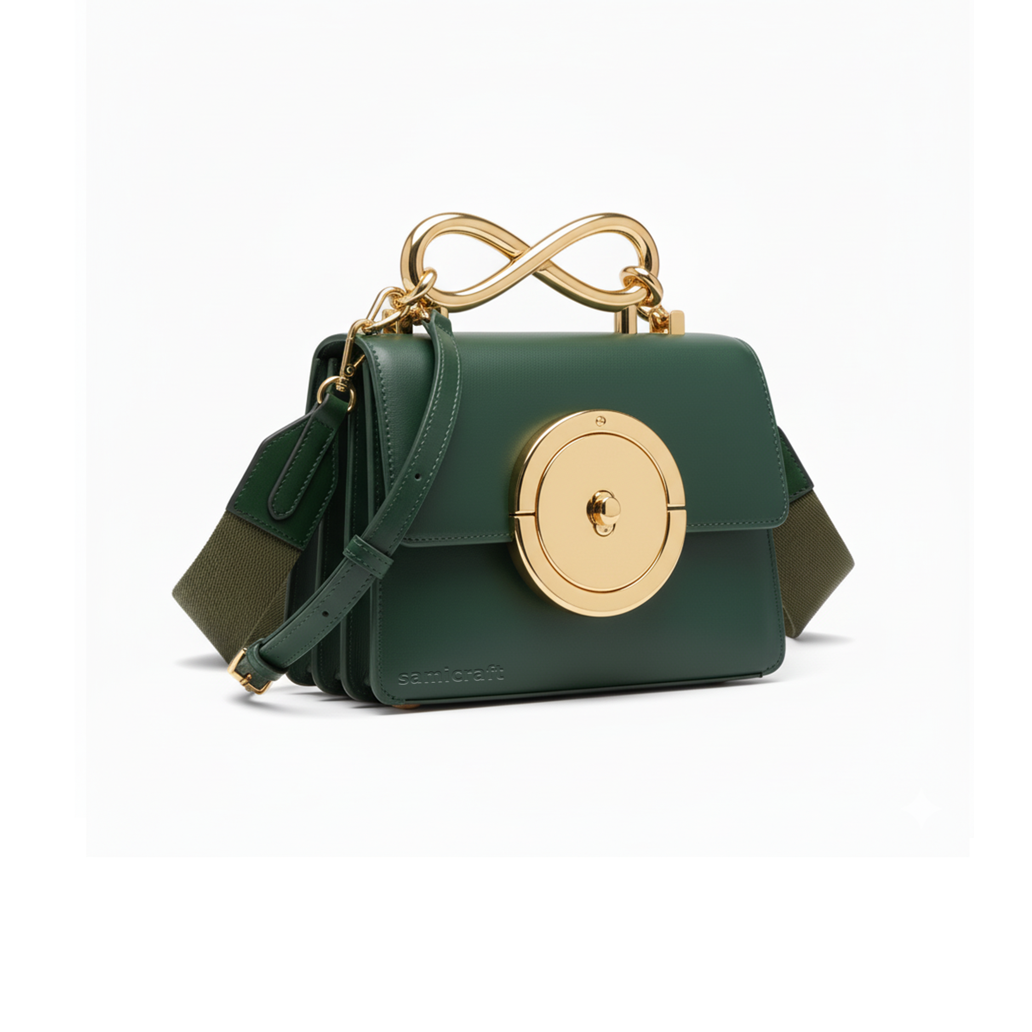 A Stylish Shoulder bag-leather look-Dark Green Color